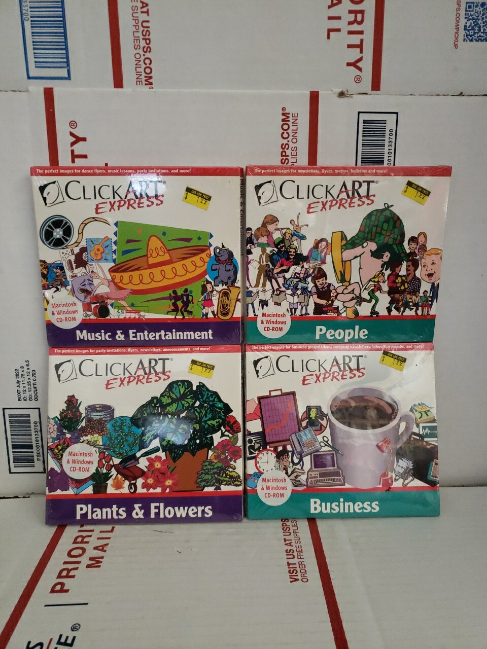 Lot Of 4 Click Art Express Food Business Music & Flowers - Sealed New Rare #177