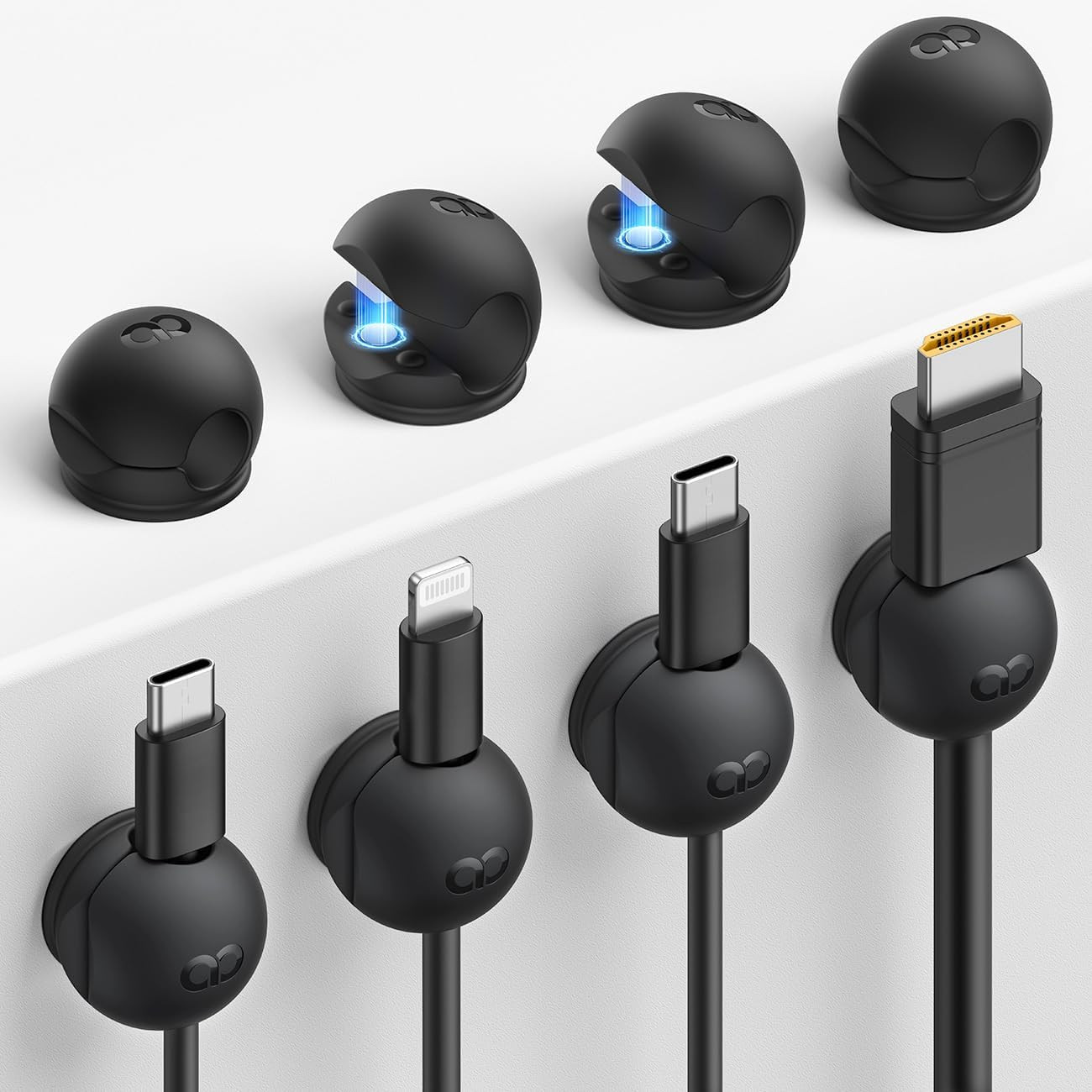 8Pack Magnetic Cord Organizer Clips - [Mini-Soft Silicone] Cable Management for
