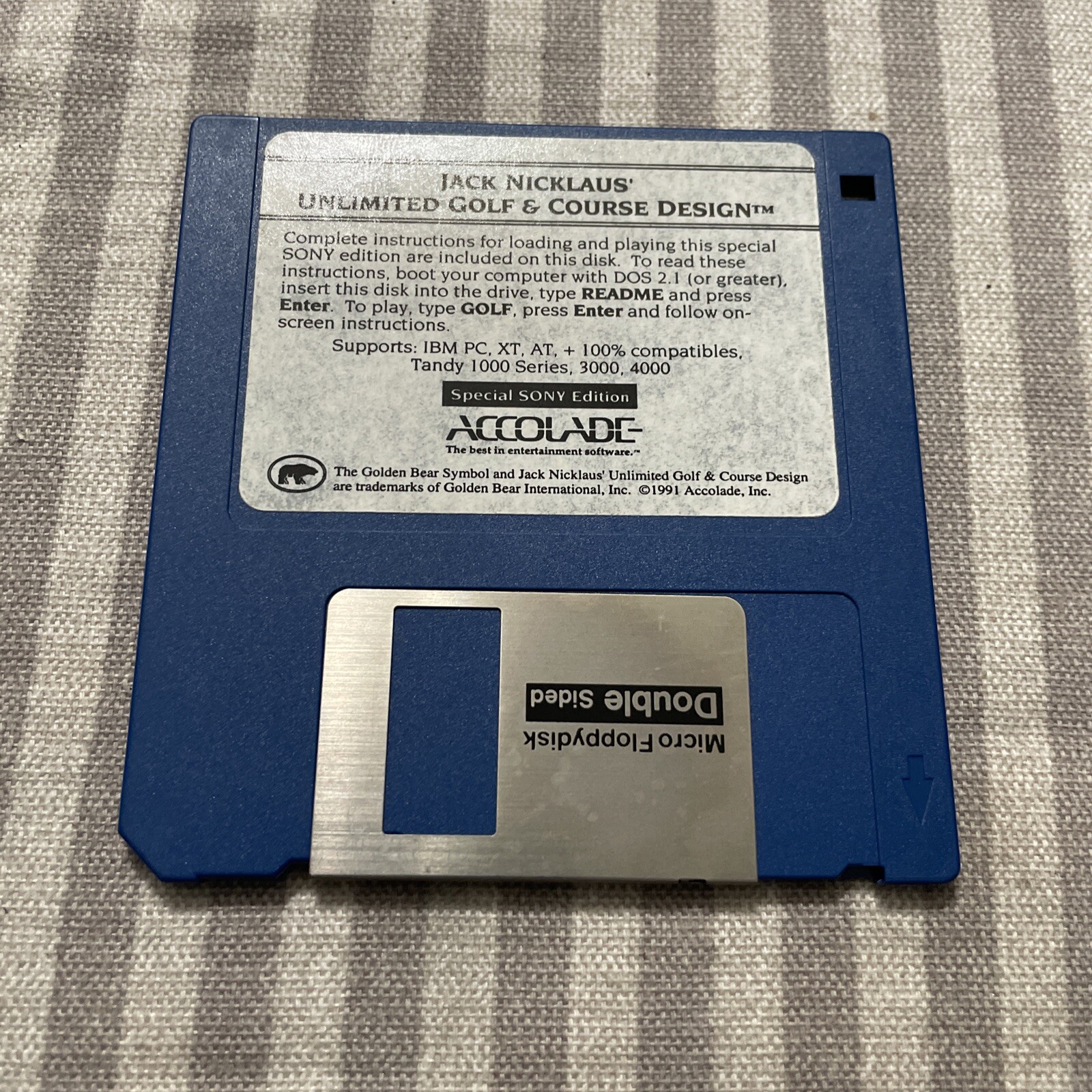 Jack Nicklaus Unlimited Golf & Course Design Accolade 1991 Floppy Disk 3.5