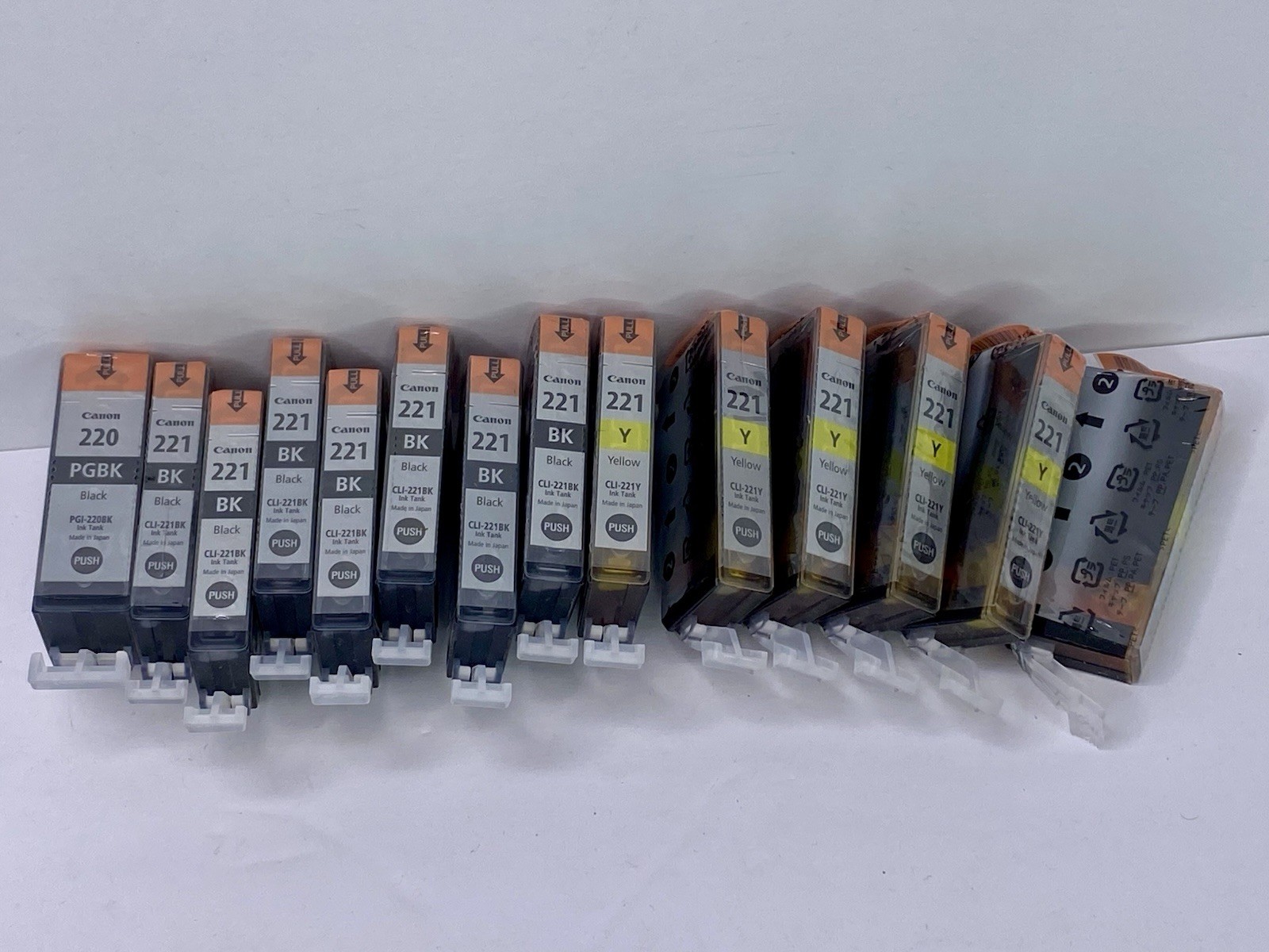 Genuine Canon OEM 220/221 Ink Cartridges PGI-220 CLI-221 PGBK Yellow HUGE LOT