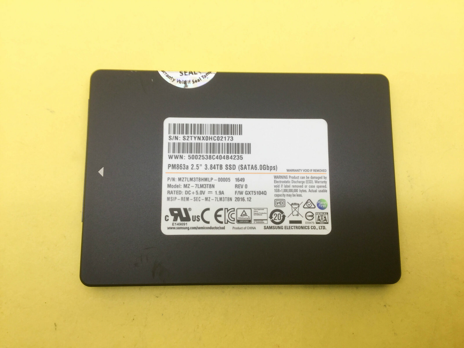 MZ-7LM3T8N Samsung PM863a 3.84TB SATA 2.5in SSD MZ7LM3T8HMLP