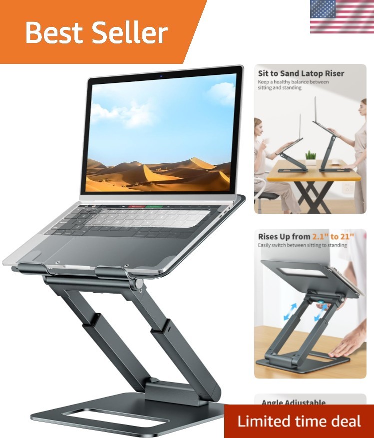 Laptop Stand for Desk Adjustable Height, Telescopic Computer Stand with Pull ...