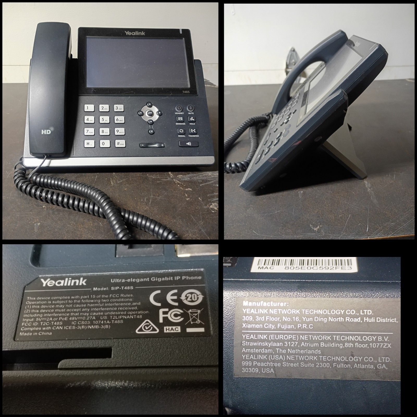 Yealink SIP-T48S Gigabit IP Phone | 7" Touchscreen | PoE | Office VOIP - (Lot of
