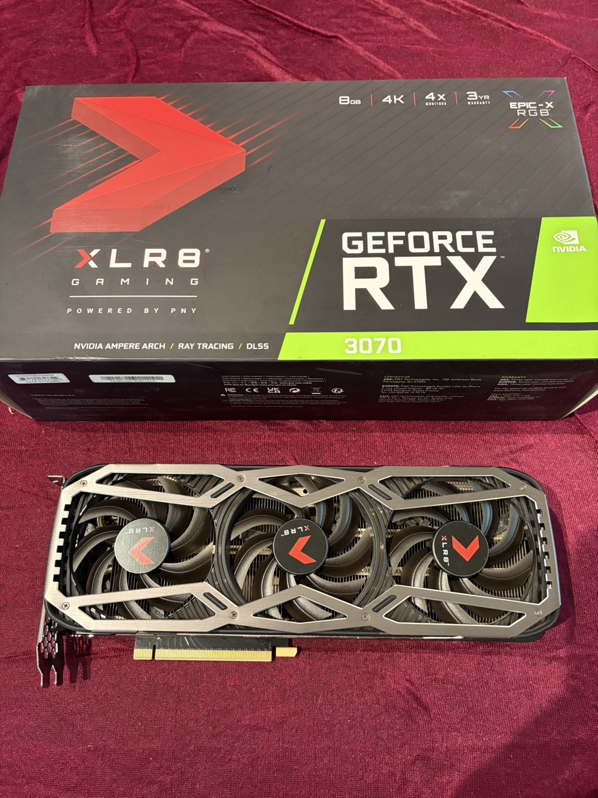PNY Nvidia RTX 3070 XLR8 Gaming EPIC-X RGB Graphics Card Video 8GB GDDR6 GPU