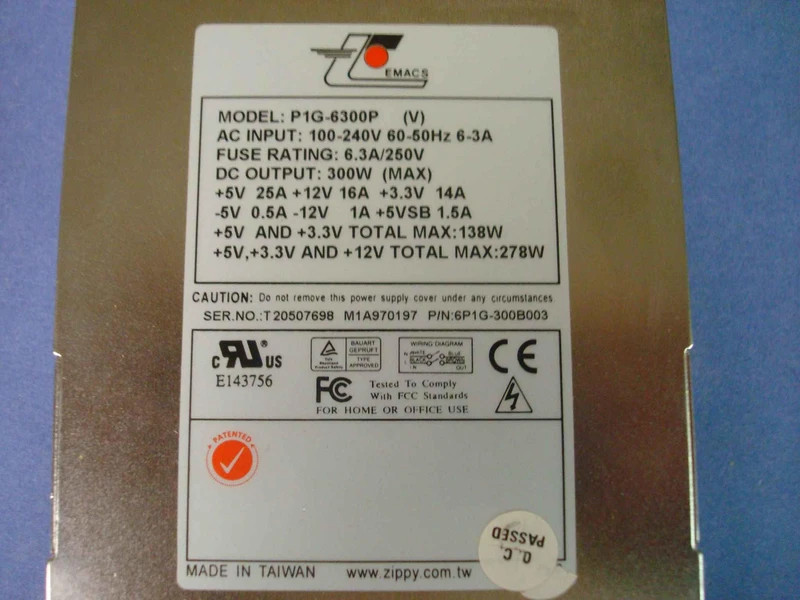 P1G-6300P M1A967772 6P1G-300B003 emacs zippy us power california pc products 30