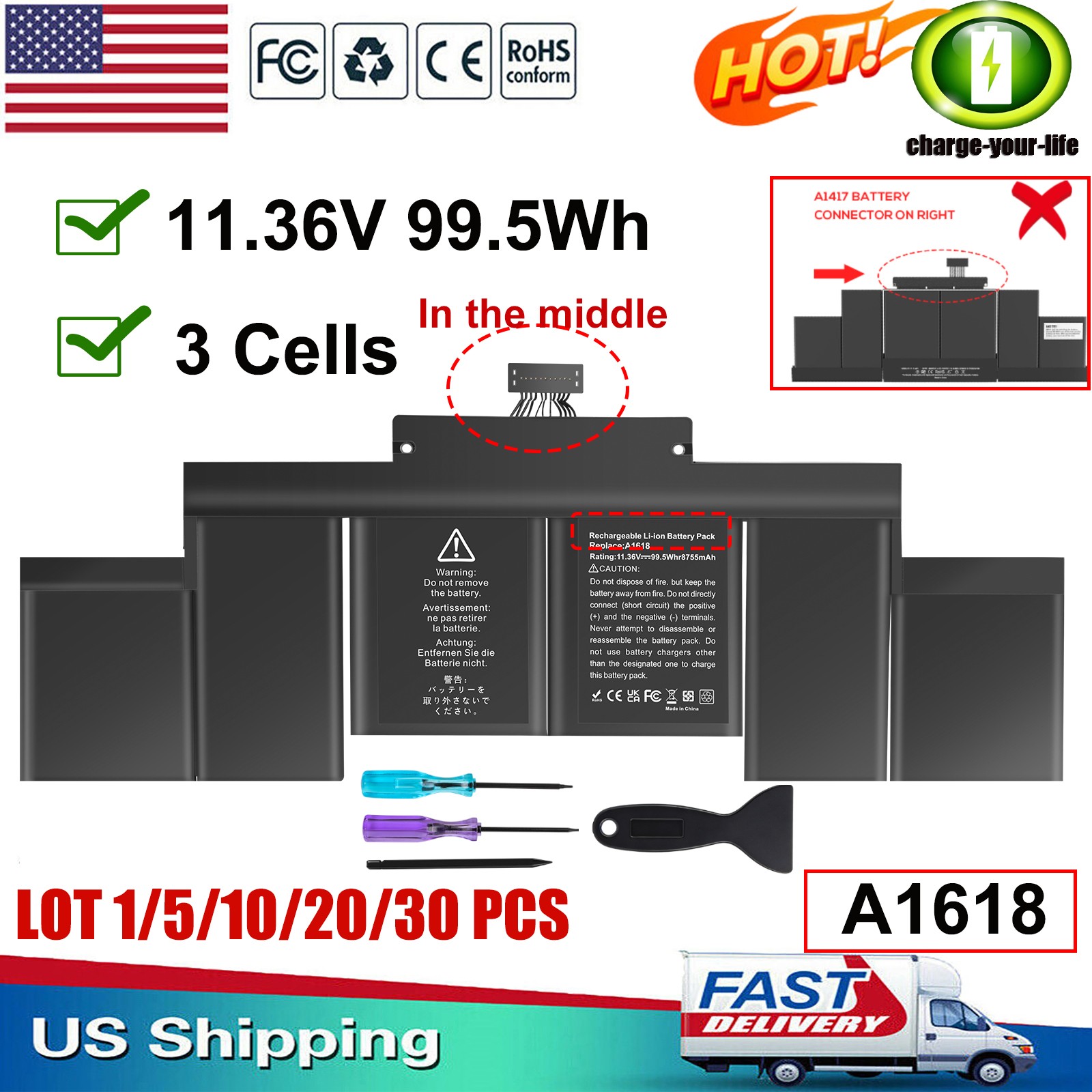 ✅LOT A1618 A1398 A1494 Battery For MacBook Pro 15 Retina Late 2013 Mid 2014 2015