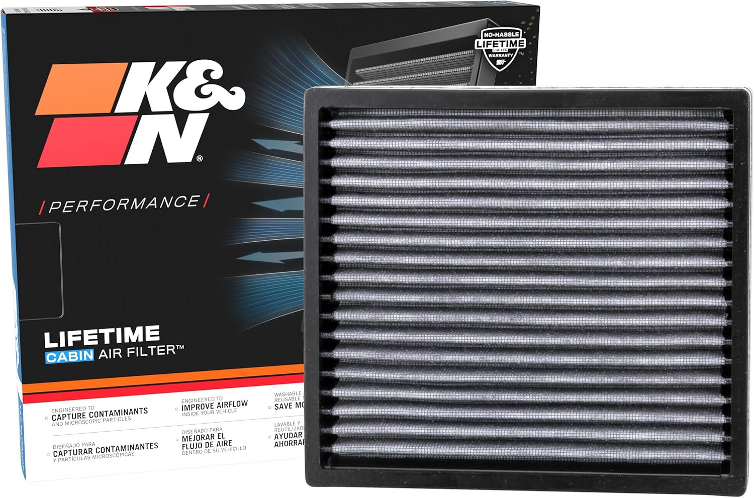 K&N LIFETIME Cabin Air Filter: Washable, Clean Air for Your Cabin, VF2000 | Comp