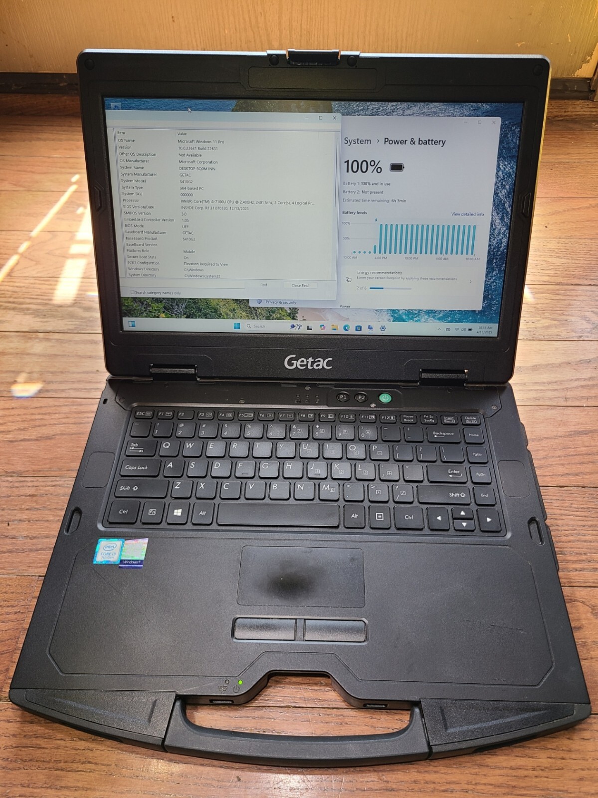 GETAC S410 G2 Rugged Toughbook i3-7100U 2.40GHz 256GB SSD 4GB ram Win 11 Pro - 4