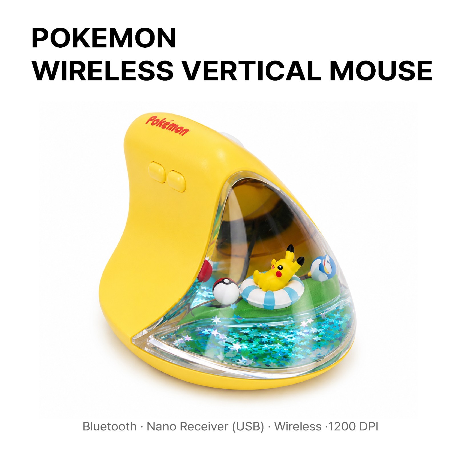 Pokemon Pikachu Vertical Wireless Mouse Bluetooth 2.4GHz Ergonomic 1200DPI Korea