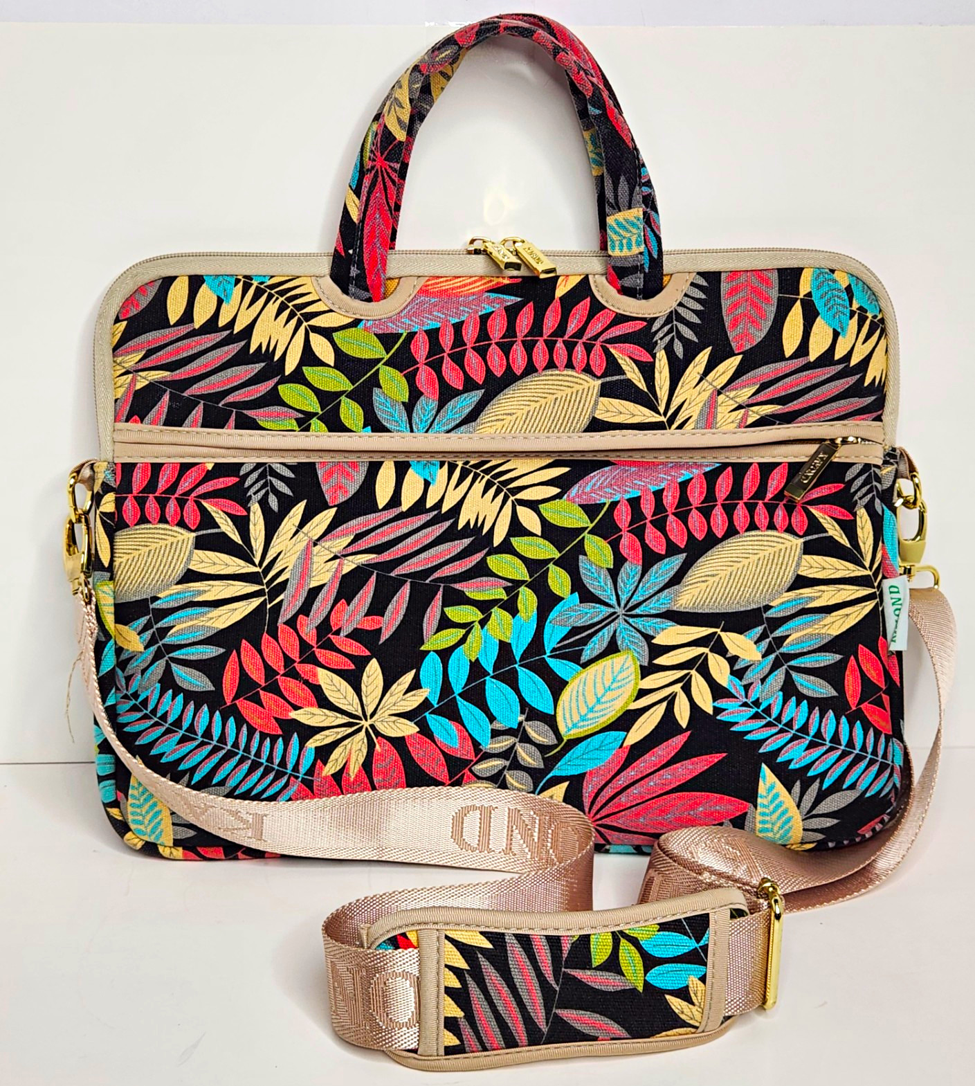 KAYOND 15 in Padded Shoulder/Messenger Laptop Bag Floral Multicolor Canvas