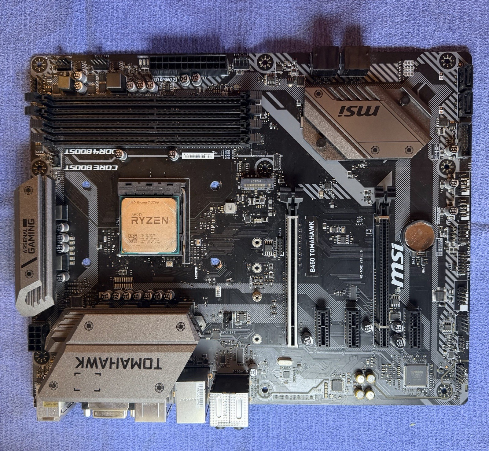 MSI B450 Tomahawk AM4 Motherboard with AMD Ryzen 7 2700 Processor