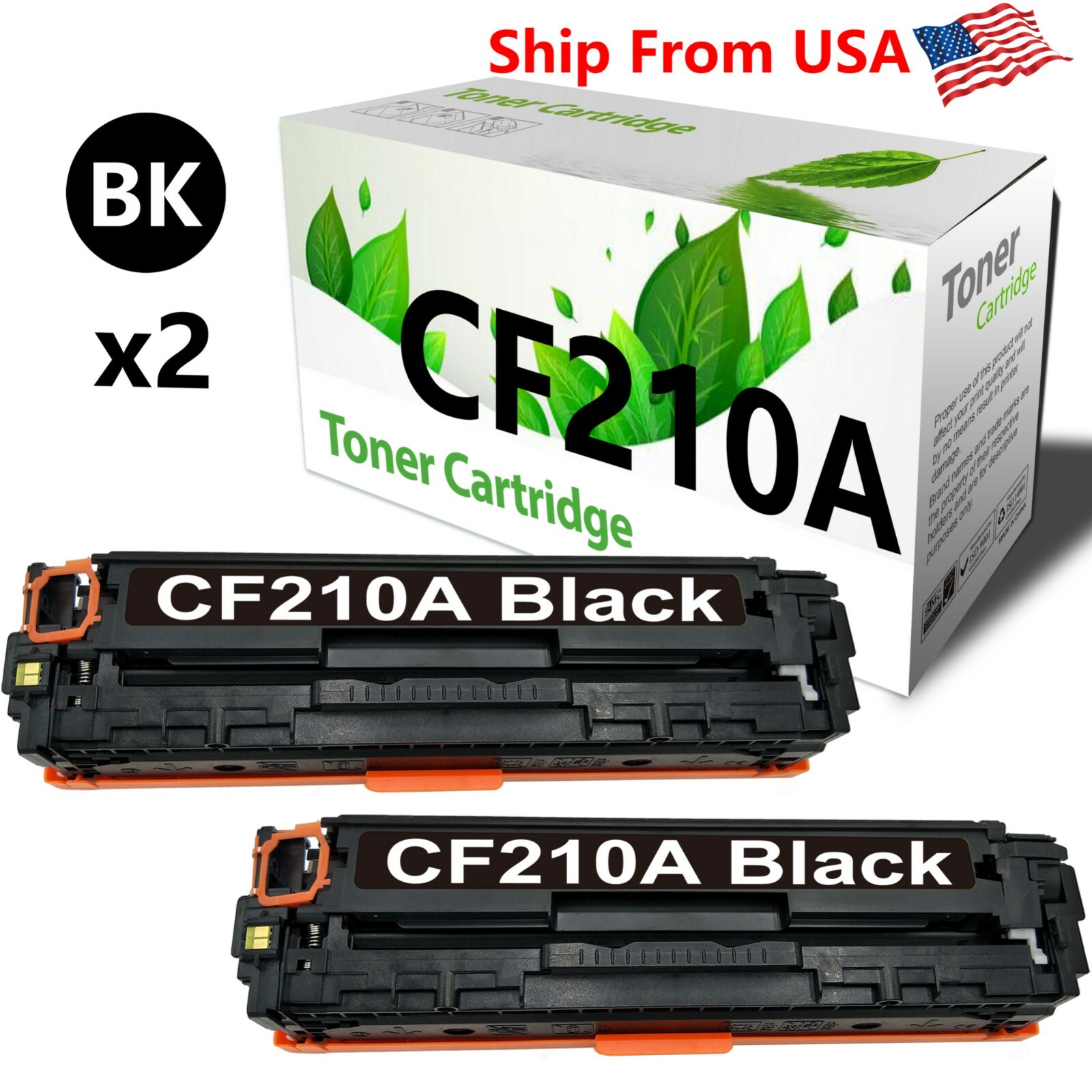 2PK Black Toner Cartridge replace for CF210A 131A Color MFP M276nw M251nw M276n