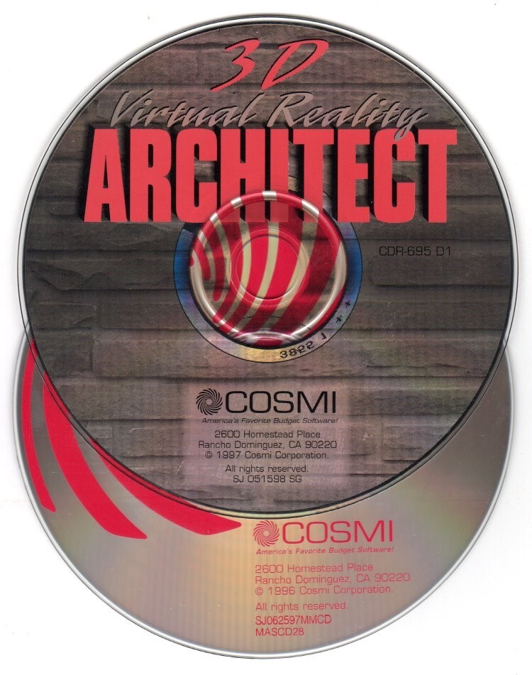 3D Virtual Reality Architect (2PC-CD-ROMs, 1997) for Windows - NEW CDs in SLEEVE