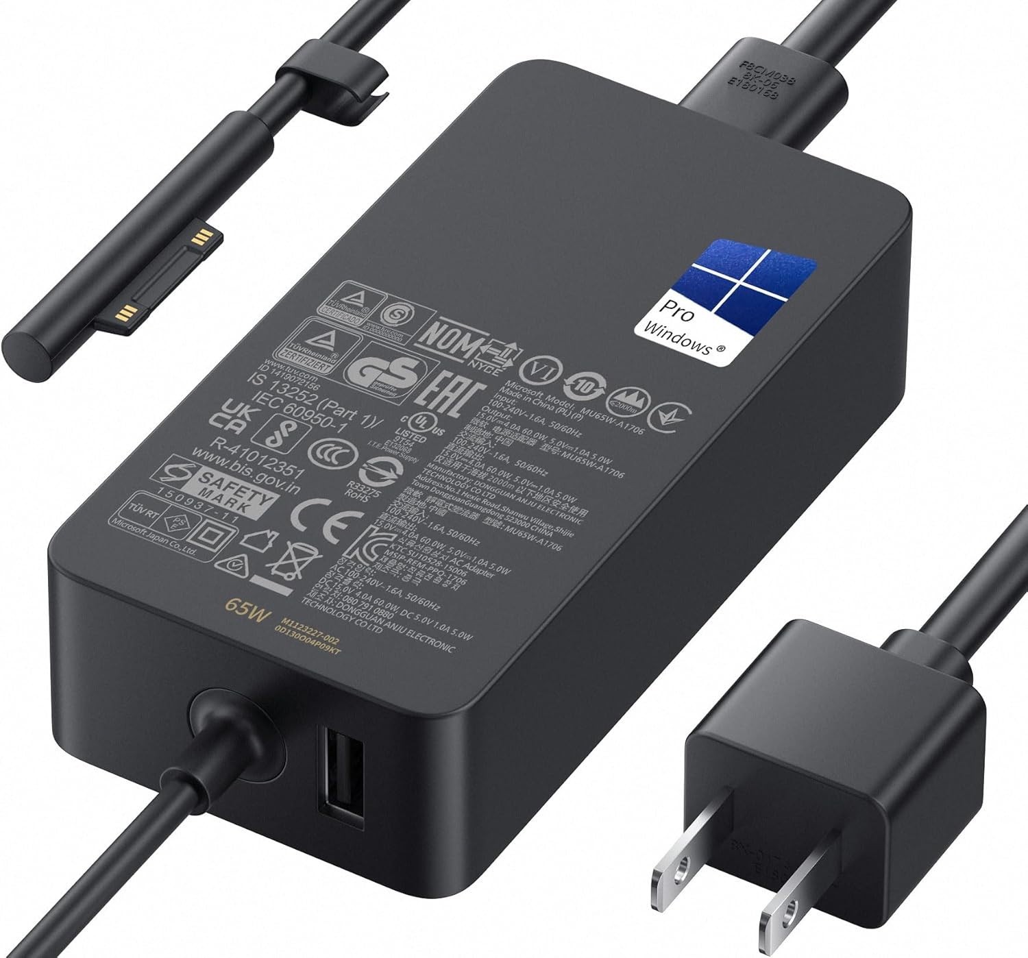 Genuine 65W Charger For Microsoft Surface Pro 11, 10, 9, 8, 7+, 7, 6, 5, 4, 3,
