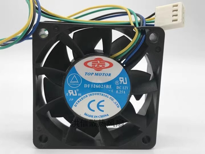 TOP MOTOR F126025BE 6025 DC12V 0.25A 6CM 60*25MM 4-Wire PWM Ball Cooling Fan