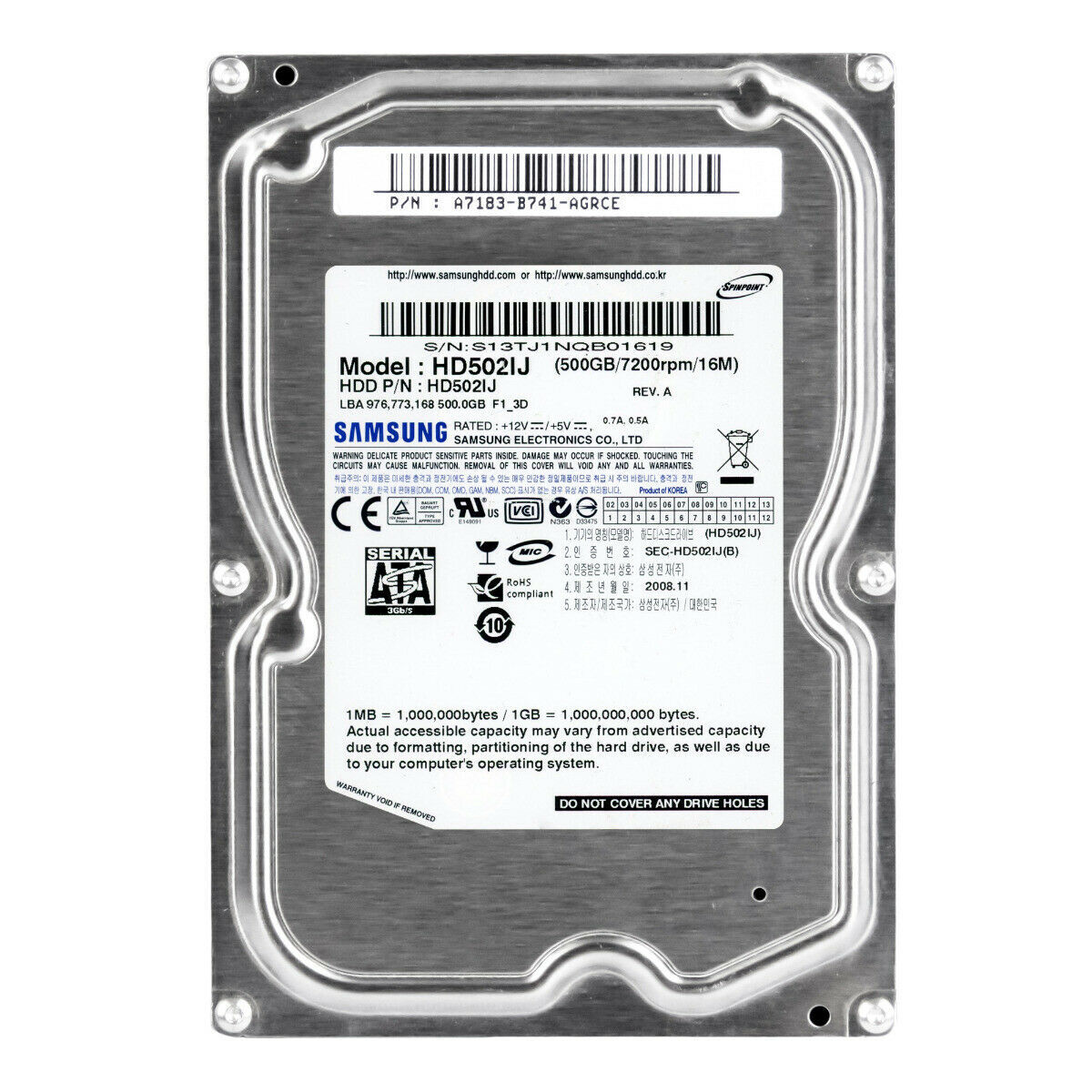 Samsung Spinpoint F1 500GB 7.2K 16MB SATA II 3.5'' HD502IJ