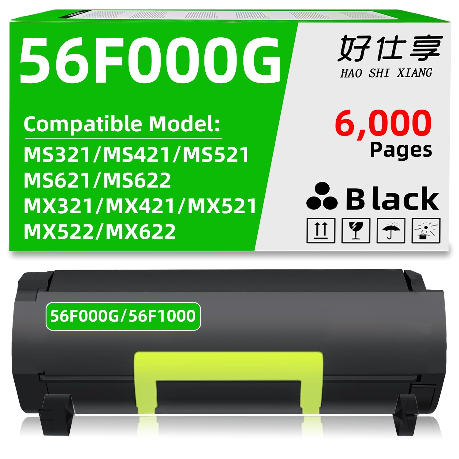 56F000G Toner Cartridge Compatible for Lexmark MS/MX321/421/521/622 MX522 MS621