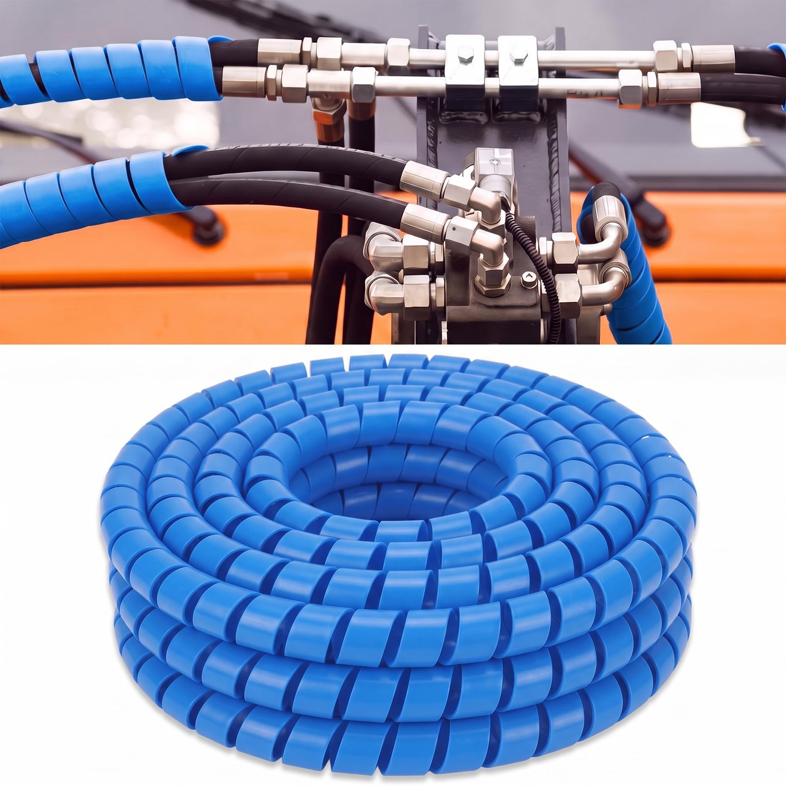 25Ft Hydraulic Hose Protector 1.5 Inch Spiral Hose Wrap Cover Blue