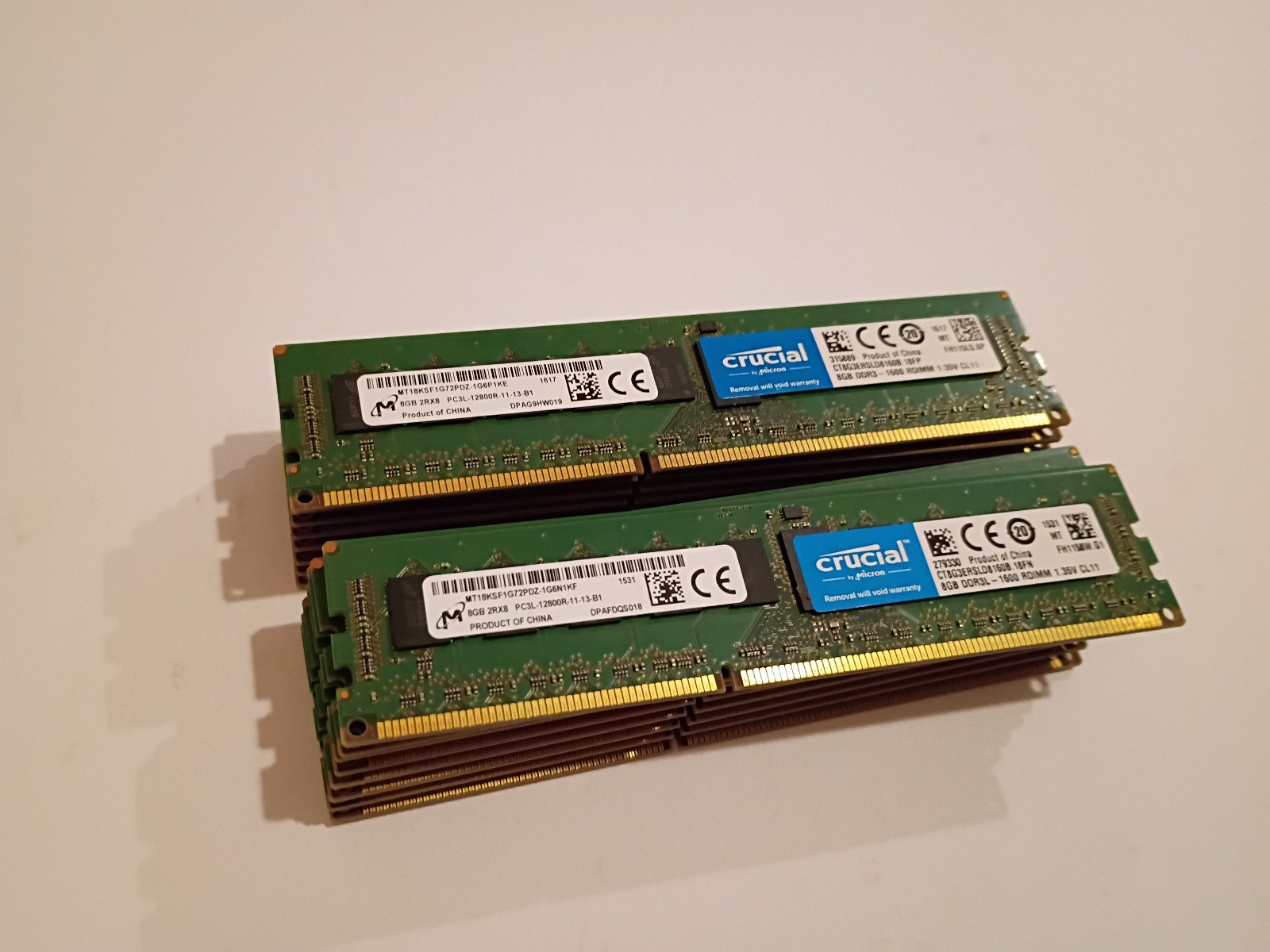 Crucial 8GB 2Rx8 PC3L-12800R DDR3 1600 1.35V ECC RDIMM Memory RAM 16x ( 128GB)