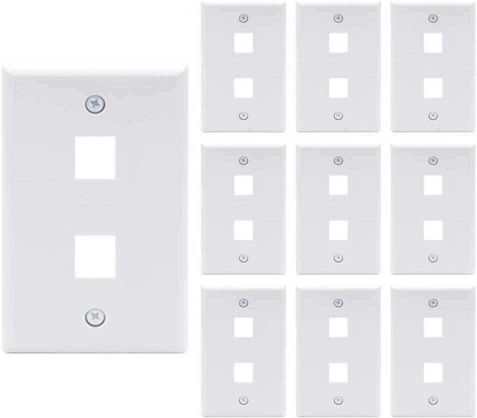 VCE 2 Port Keystone Wall Plate UL Listed 10-Pack, Single Gang Wall Plates