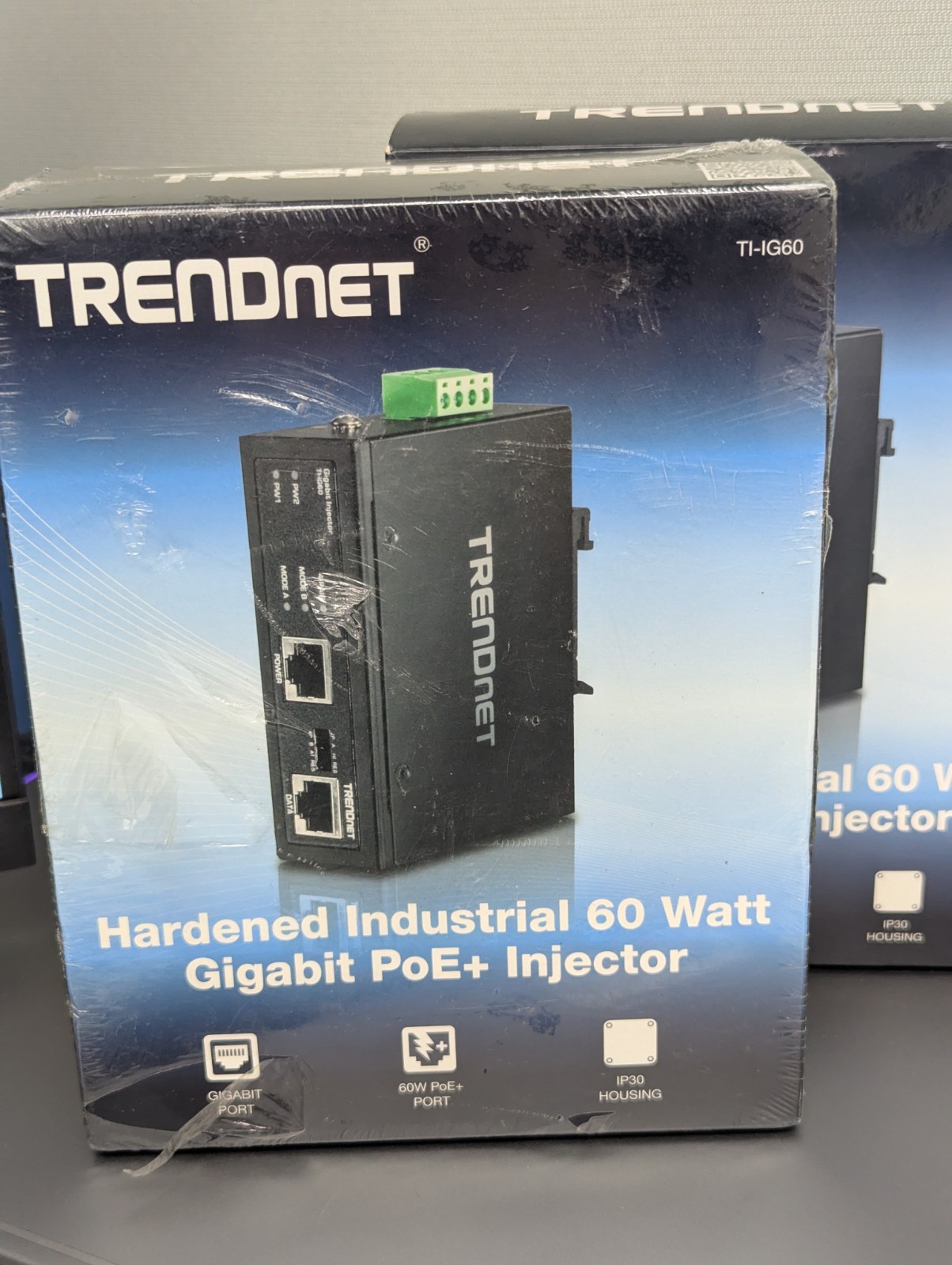 (2) TRENDnet TI-IG60 Hardened Industrial Gigabit PoE+ Injector Kits 60W W/ DIP