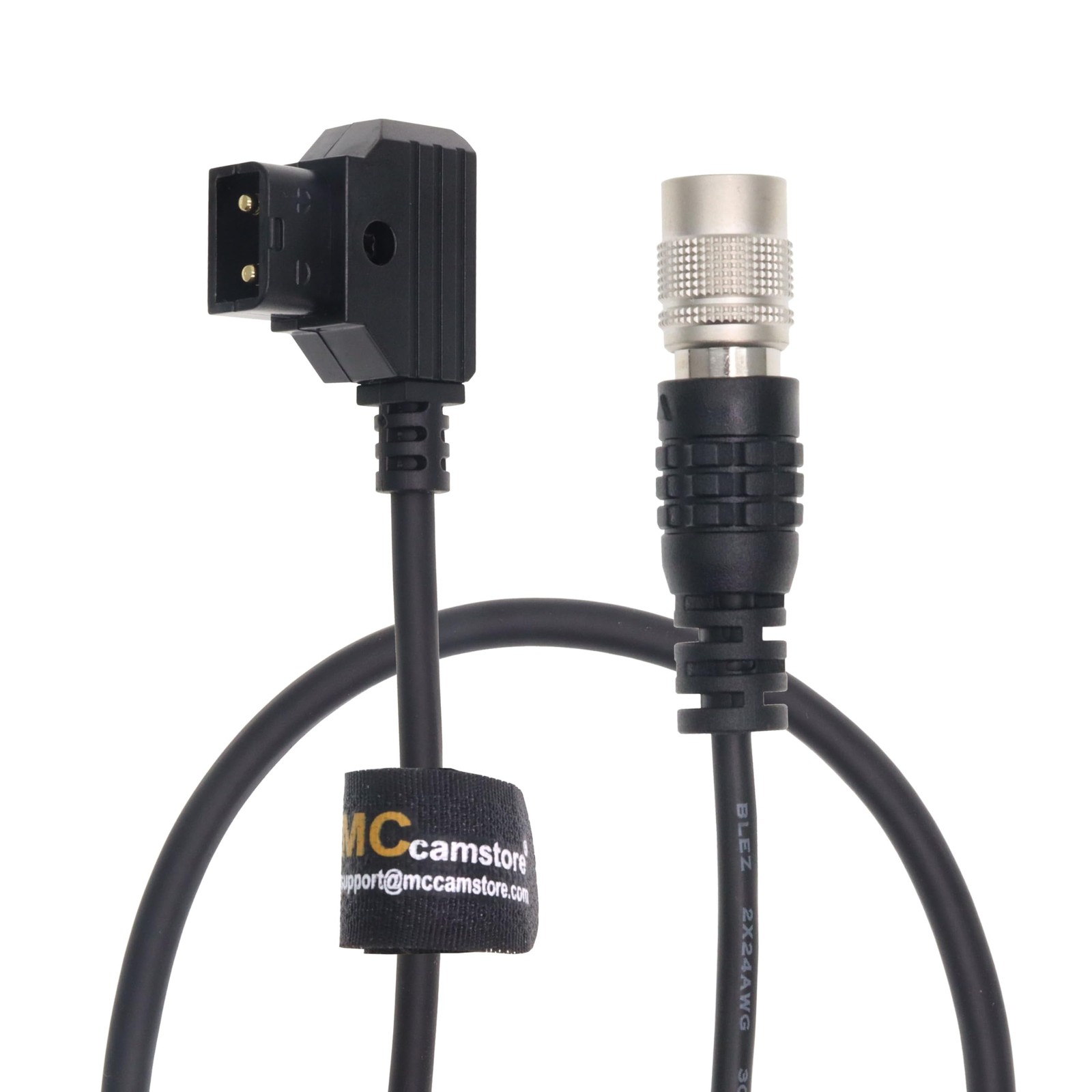 Hirose 4Pin Male To DTap Coiled Power Cable Sound Device Zaxcom 23.6 In