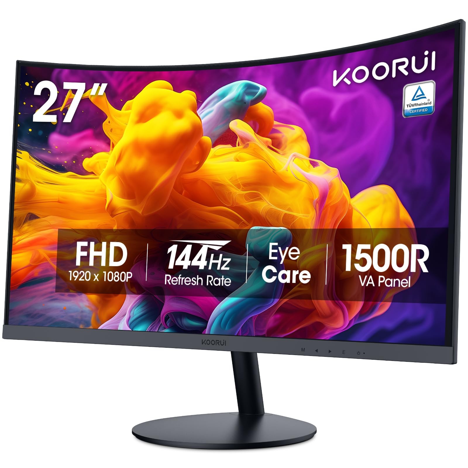 KOORUI 27 Inch Curved Computer Monitor, FHD 27inch 144Hz/FHD/Curved, Black