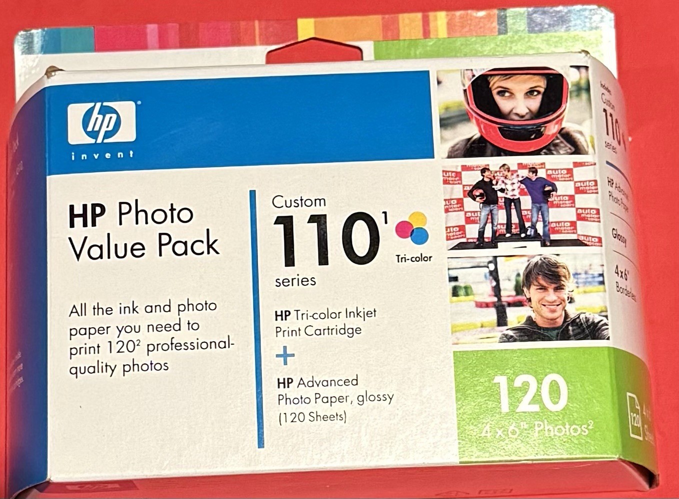 HP Photo Value Pack Custom 110 Tri-color ink cartridge +120 photo paper Exp 2008