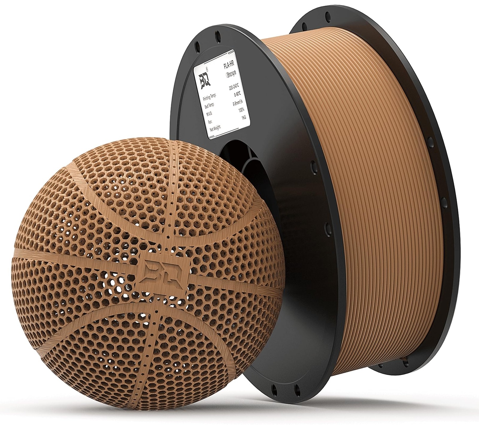 BIQU PLA-HR Flexible Filament for Printing Airless Basketball, 1KG Brown