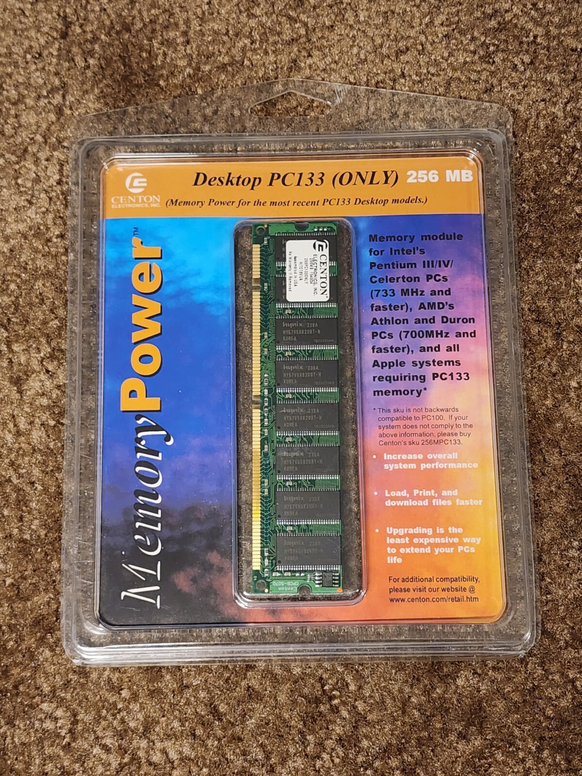 Centon 256MB 32Mx64 PC133 Dimm SDRAM 33MHz Memory Card 256MPC133