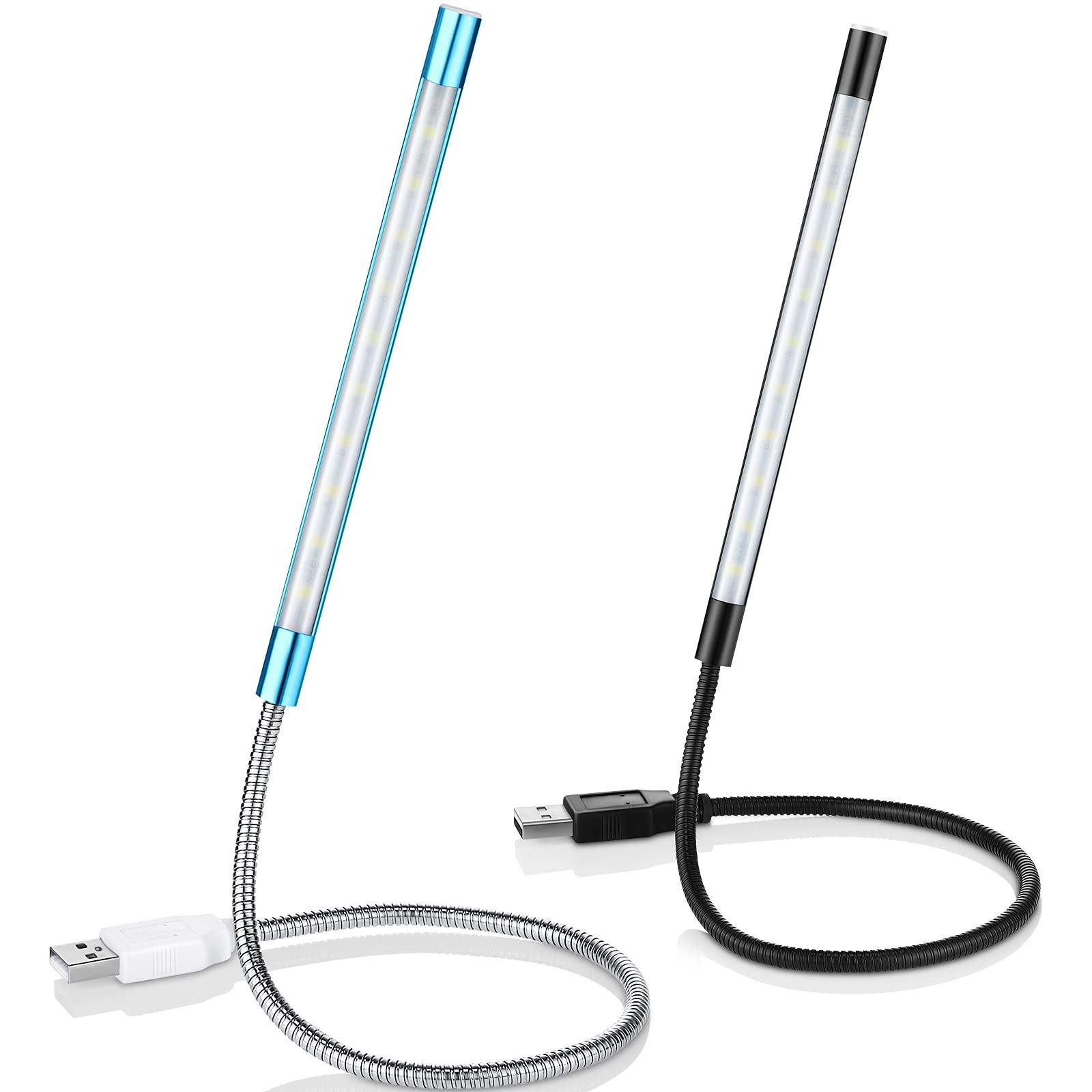 Mudder 2 Pieces USB LED 18.1 inches (lamp part: 4.7 inches), Black, Blue