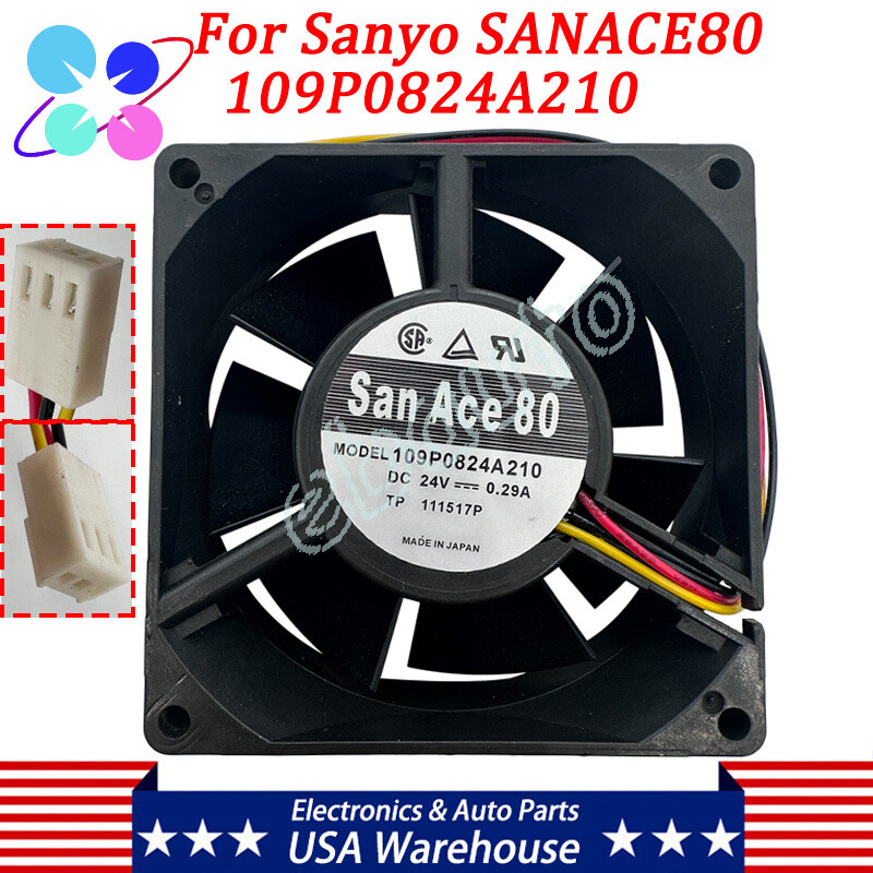 1*Cooling Fan For Sanyo SANACE80 109P0824A210 4600 RMP 24V 0.29A 3pin 80*80*32mm