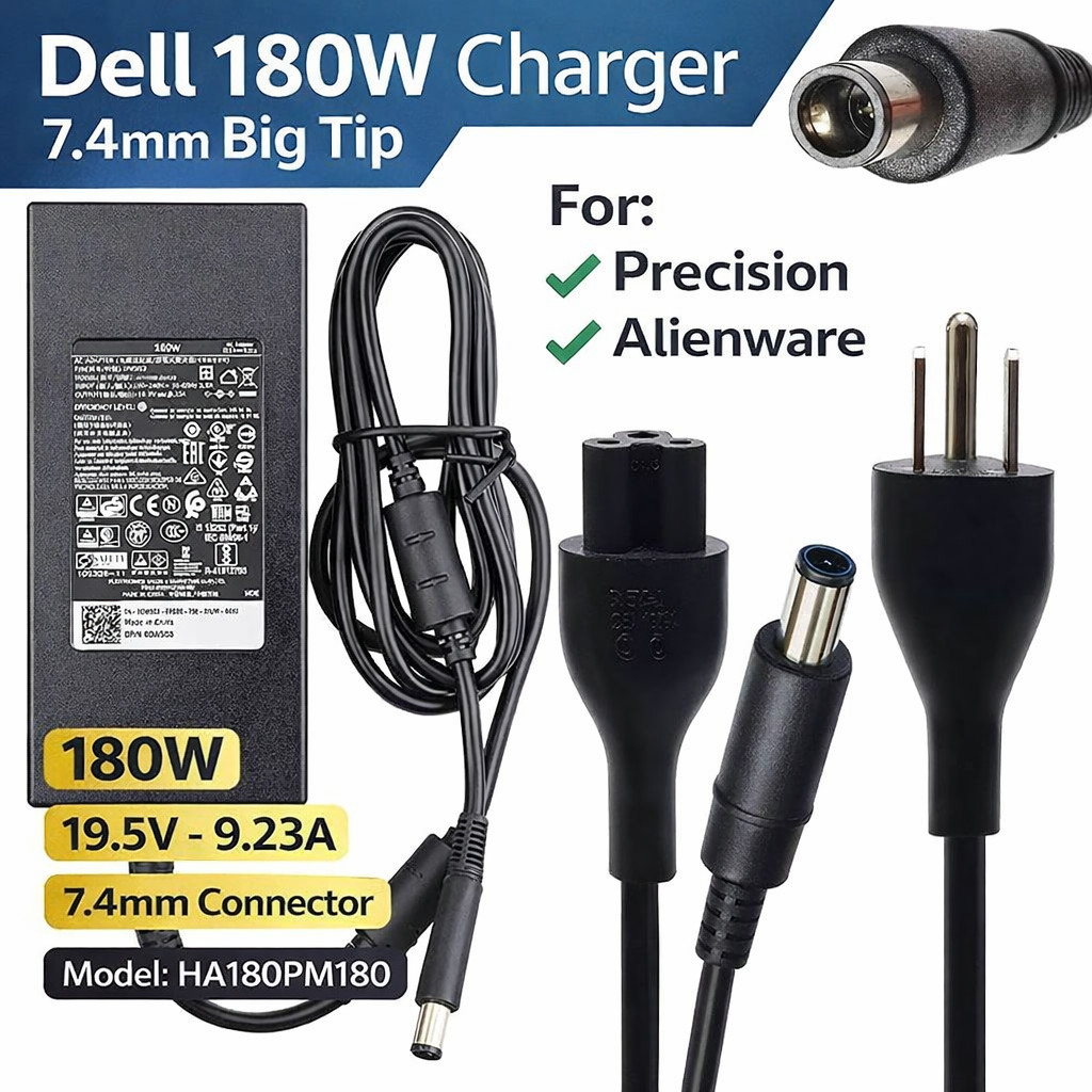Dell 180W 7.4mm Charger for Precision 7560 7670 Alienware Laptop HA180PM180
