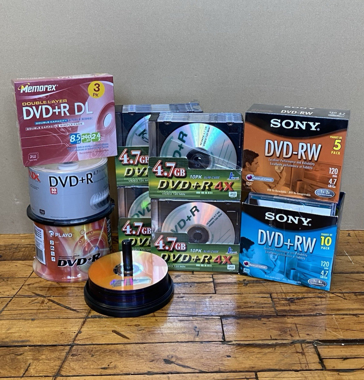 188 Blank DVD Media 170 DVD+R 4.7GB DVD+RW DVD-RW DL Sony Verbatim Sealed