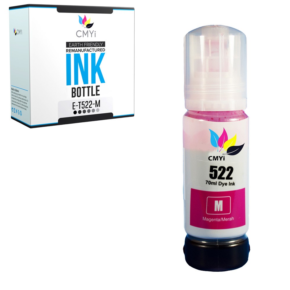 CMYi 1X Compatible Magenta 522 Ink Bottle Refill for Epson EcoTank ET2803 ET4700