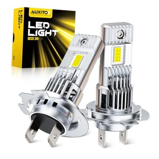 Upgraded Bulbs, 50000LM 1000% Brighter, 6500K Cool White, 1:1 Beam Pattern, H7