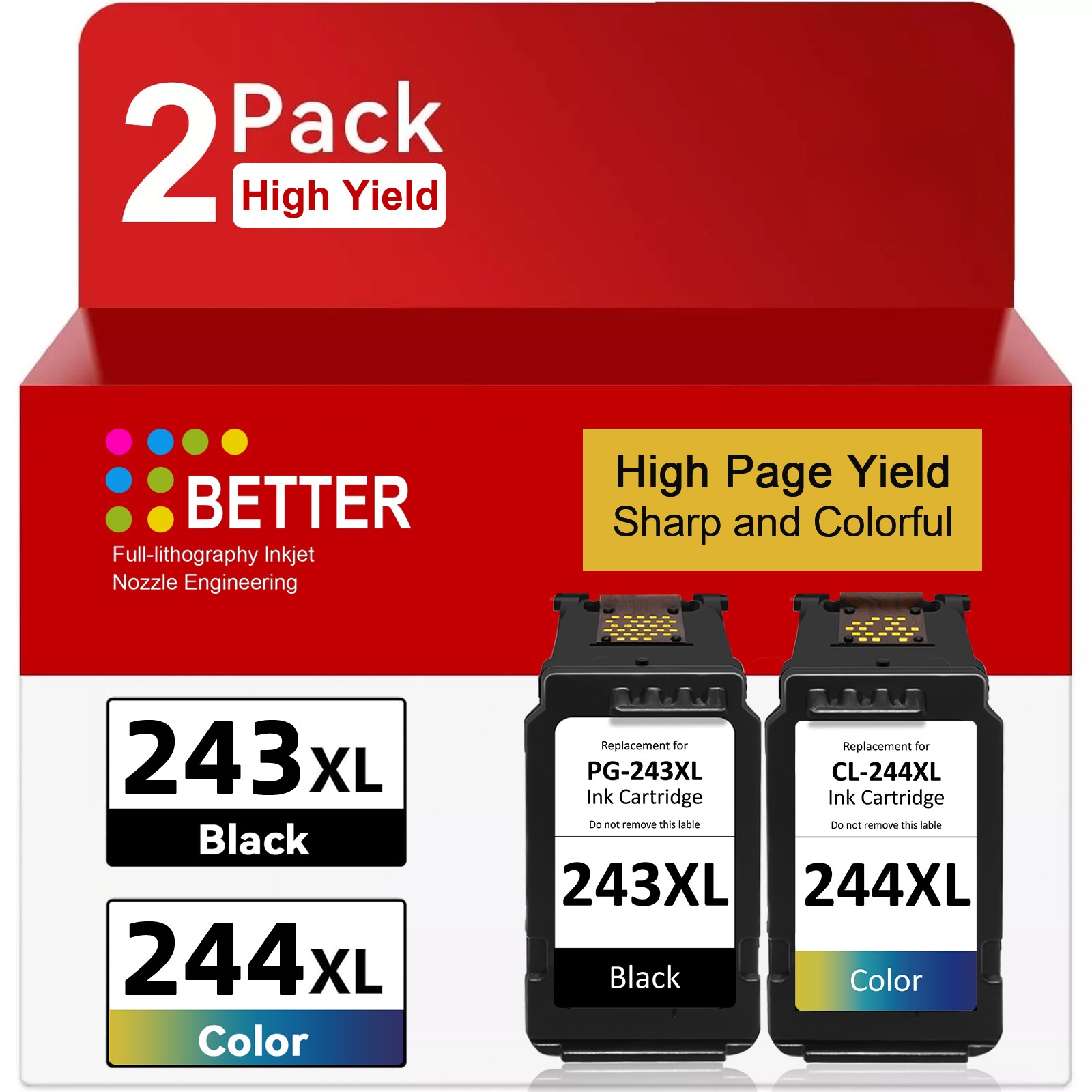 PG- 243XL CL- 244XL Ink Cartridges for Canon MG2522 MG2520 MX490 TS3122 TR4522