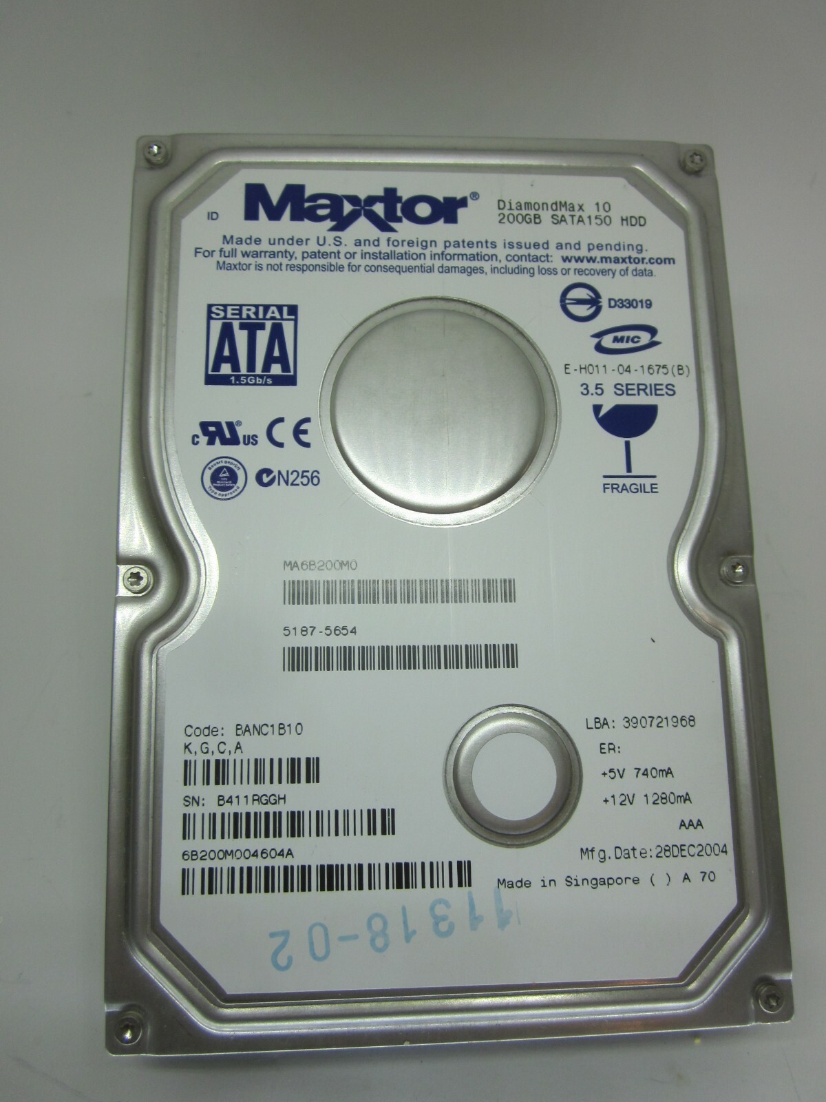 Maxtor DiamondMax 10, 6B2000M0, 301931102, MA6b200M0, l7250E-1.2, HDD  PCB SWAP
