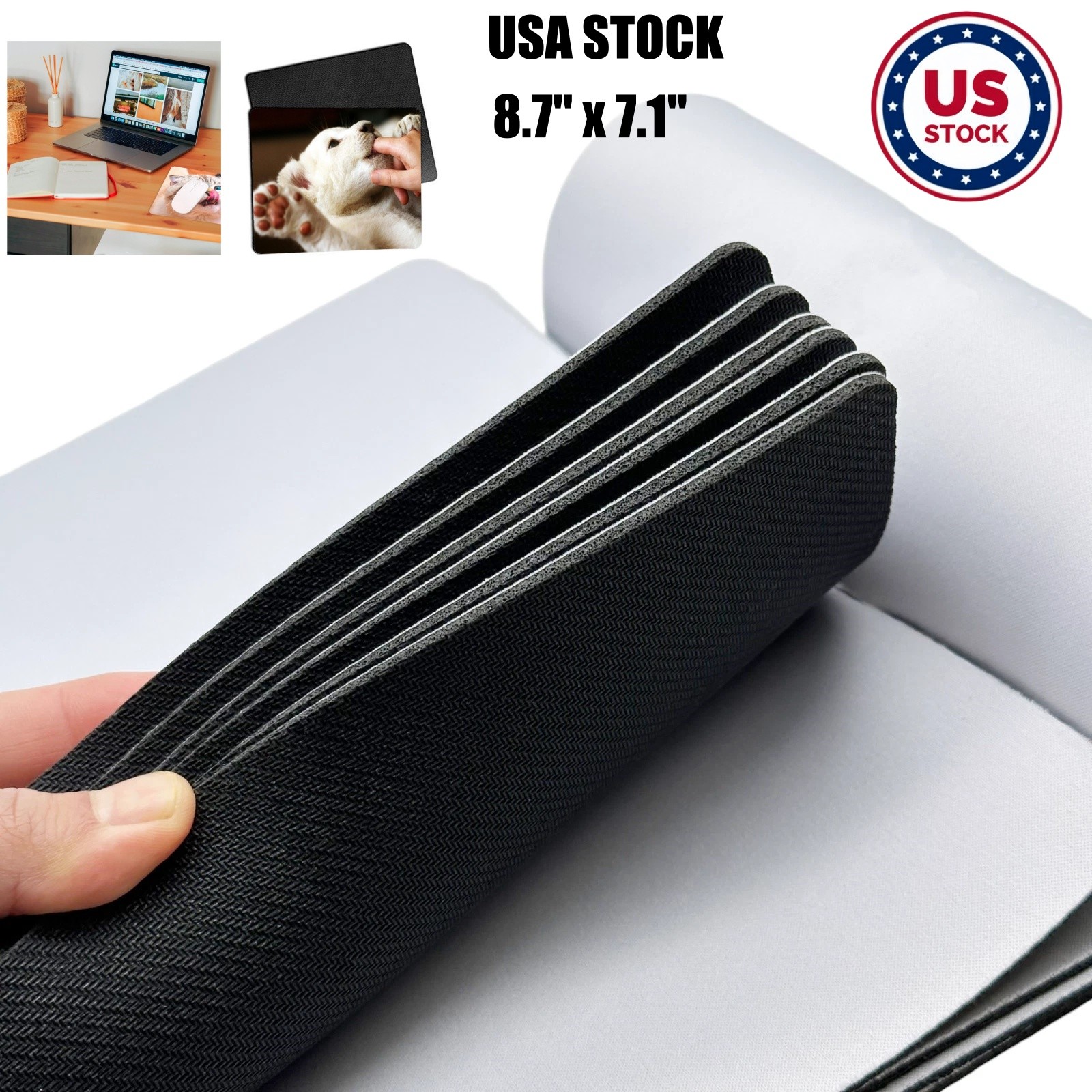 USA - Blank Sublimation Mouse Pad Rectangle 8.7" x 7.1" DIY Gaming Mousepad