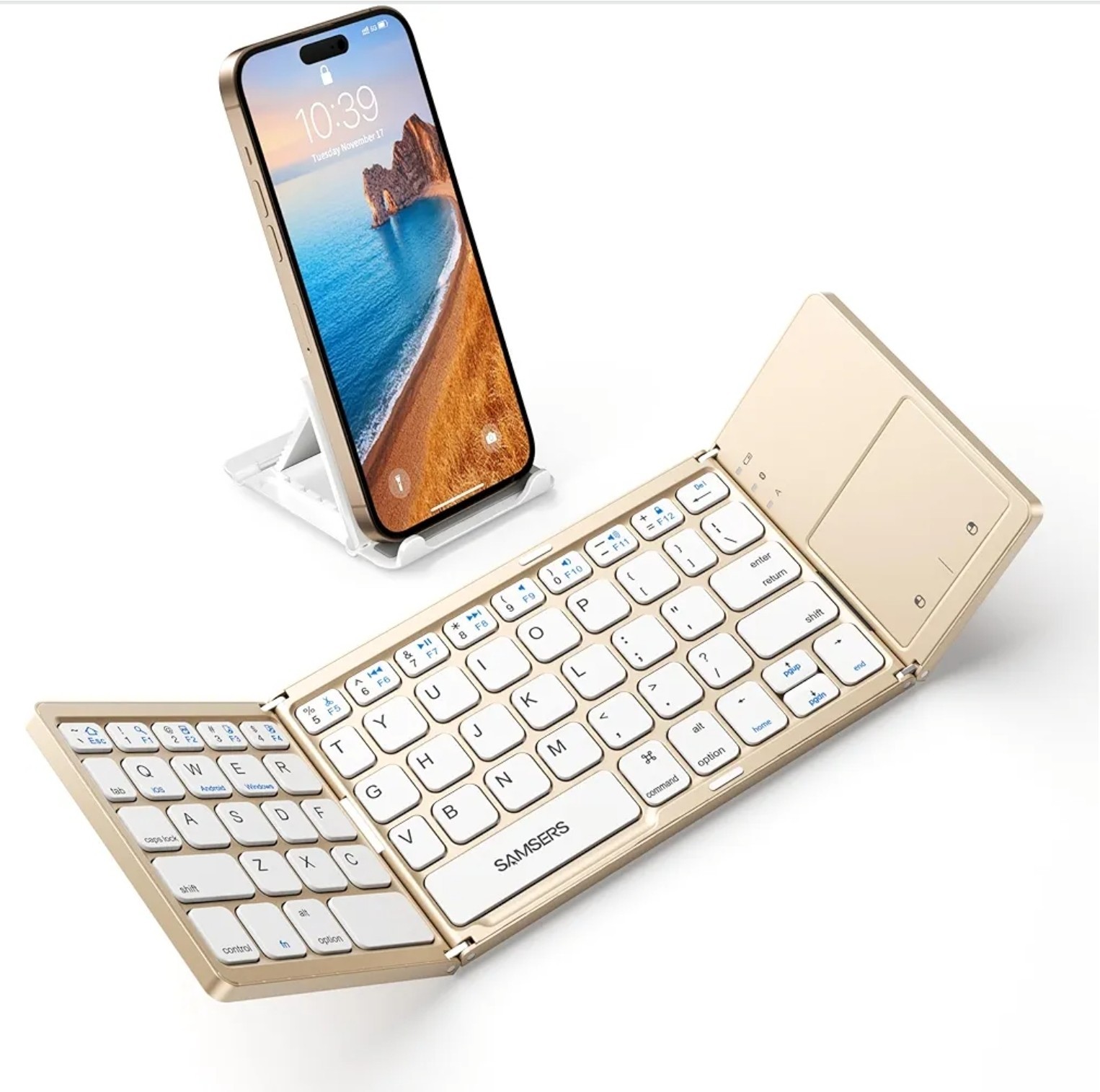 Samsers Foldable Bluetooth Keyboard with Touchpad Black