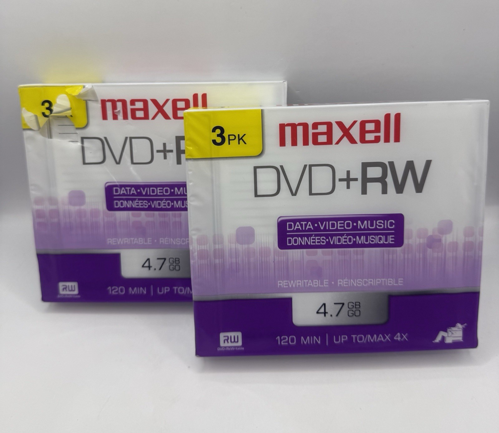 Lot of 2 Maxell Dvd+rw 3pk 120 Min 4x