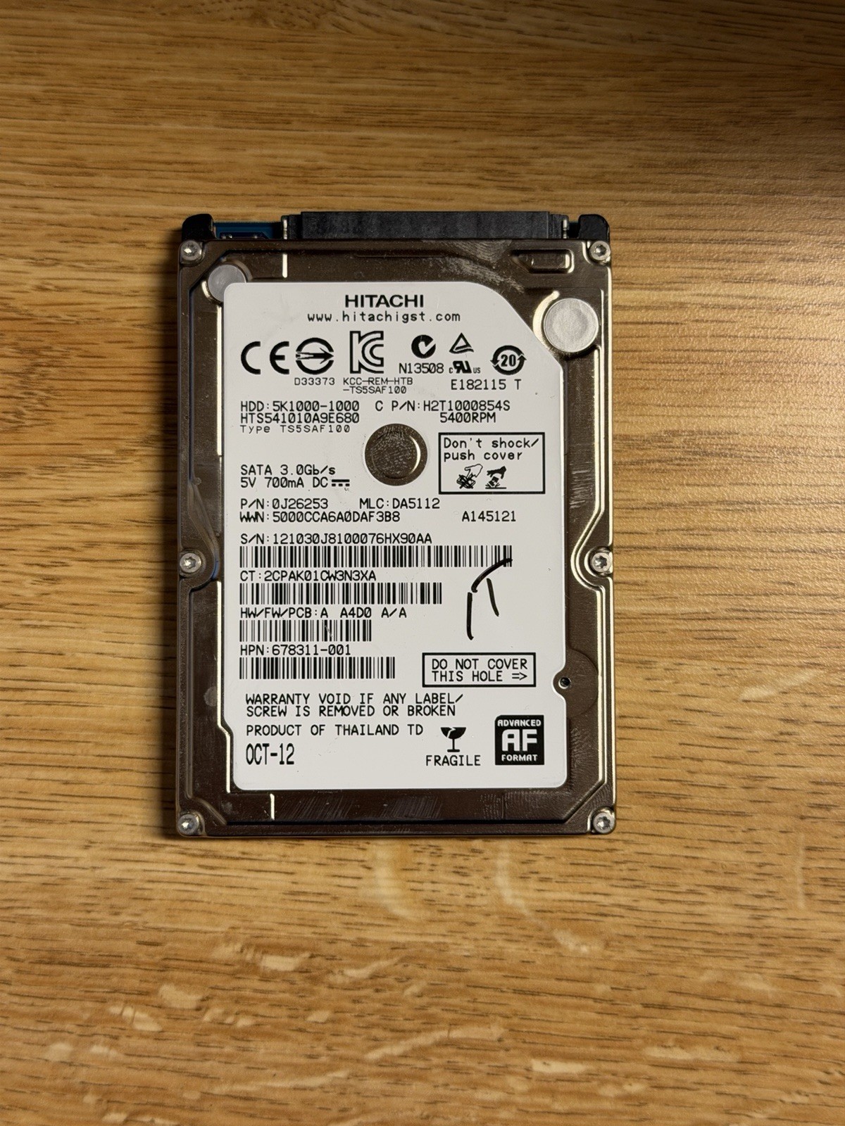 Hitachi 1TB 2.5" SATA HTS541010A9E680 5400RPM