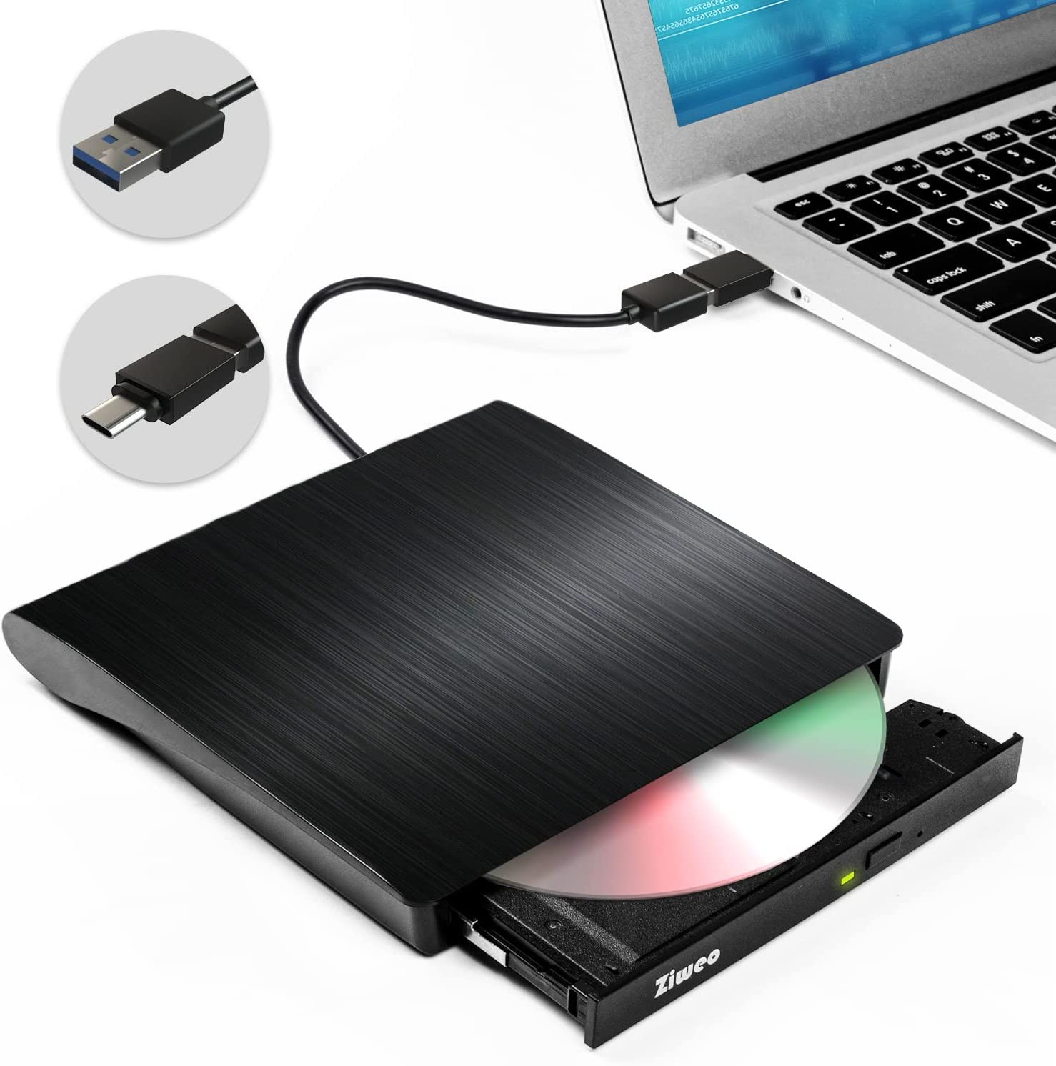 External DVD Drive USB C SuperDrive for Apple, Slot-in CD Drive for Mac, Port...
