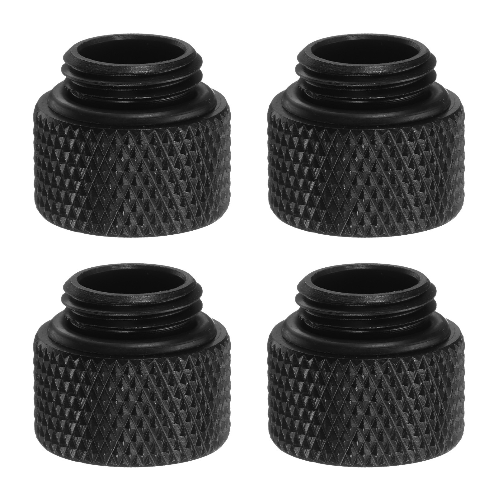4pcs Water Cooling Adapter G1/4" Male to Female 0.39" Extender Fitting Black)]