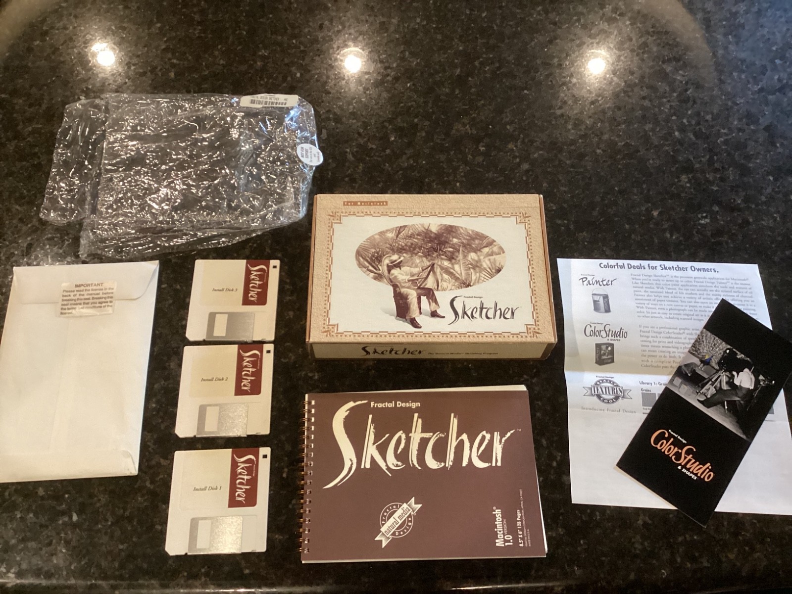 RARE VTG 1992 Fractal Design Sketcher Art Software Macintosh ver 1.0 Complete