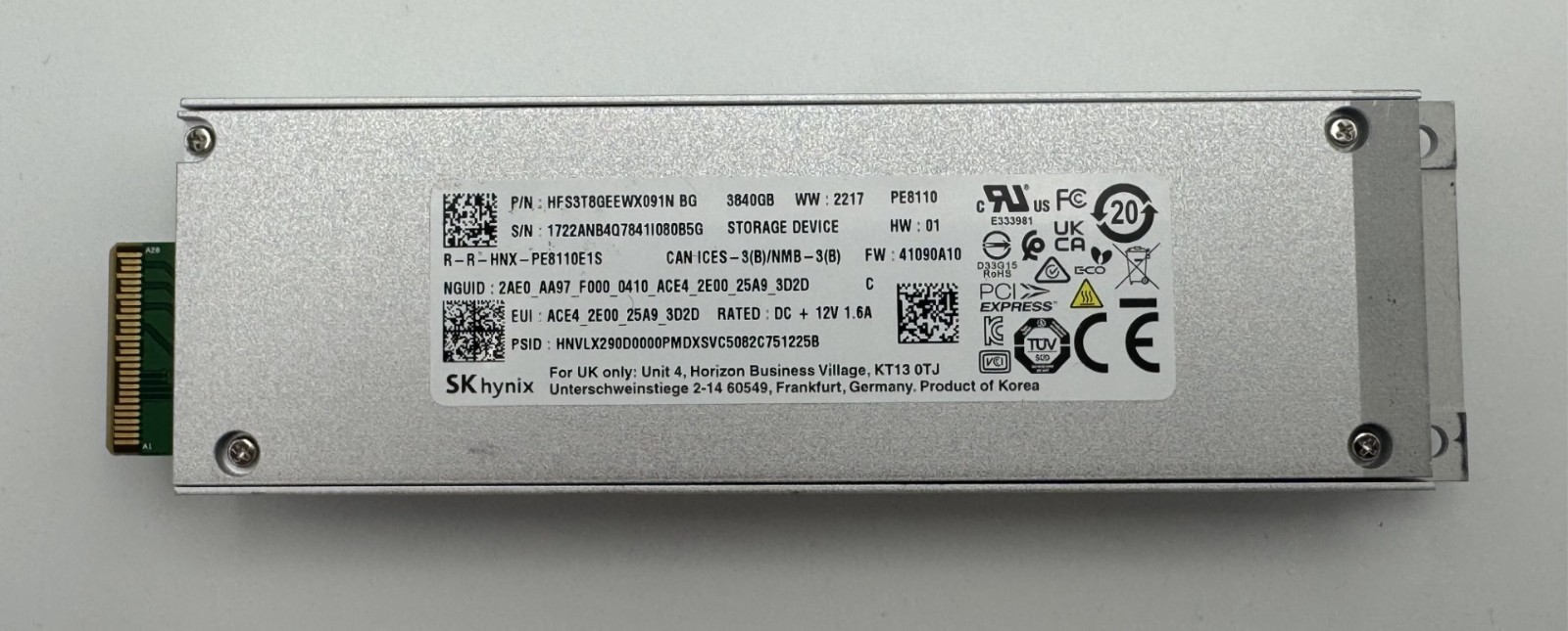 SK Hynix PE8110 3.84TB HFS3T8GEEWX091N NVMe 1.4 Pcie4.0 SSD Form Factor: E1.S