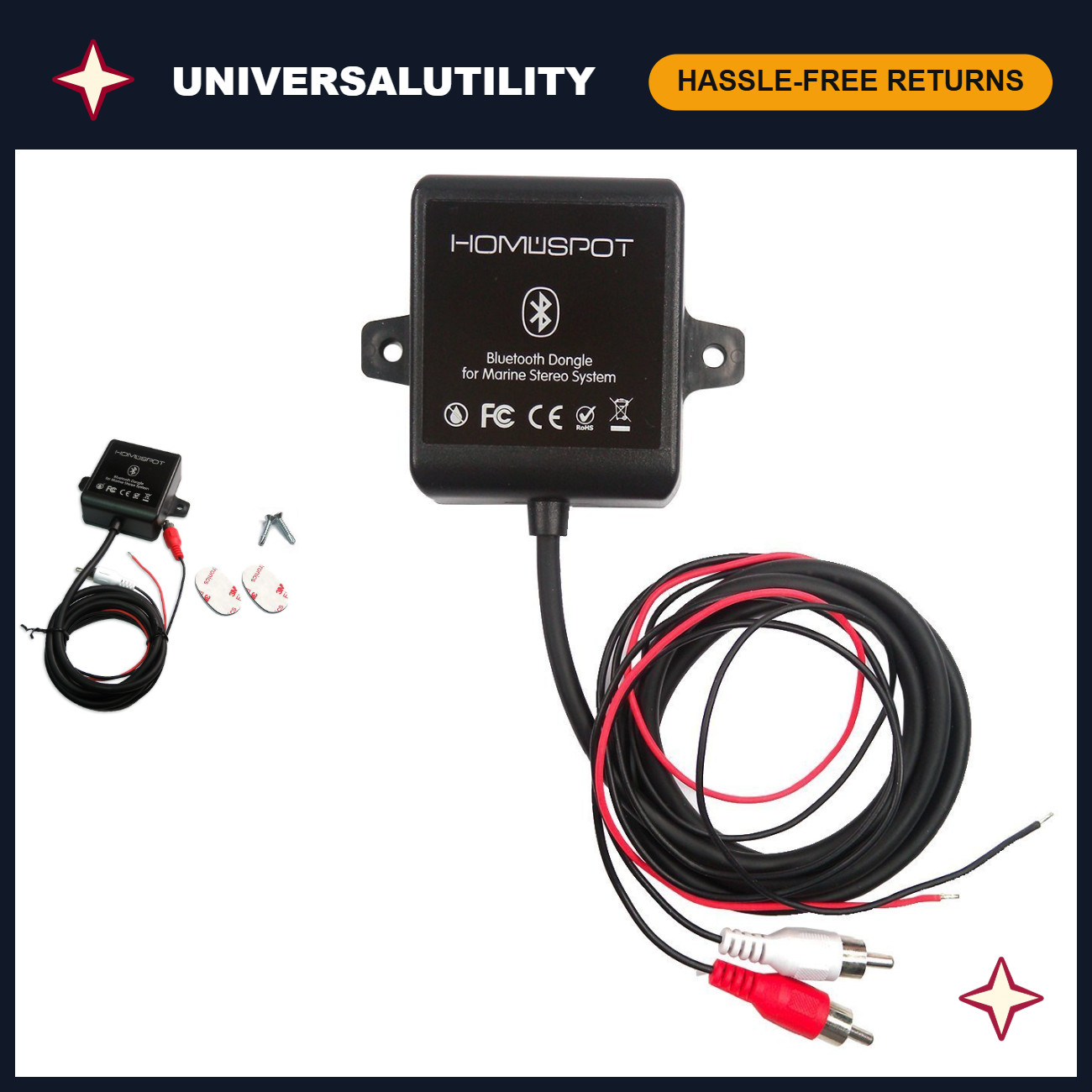 Waterproof Bluetooth Marine Receiver Adapter for Boats, Yachts, ATVs, Cars - Noi