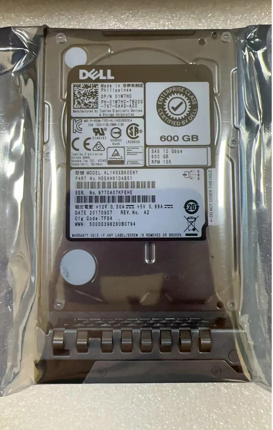 New Dell HARD DRIVE HDD SAS AL14SXB60ENY 2.5" 600GB 12G 15K RPM 1W7HC With Tray
