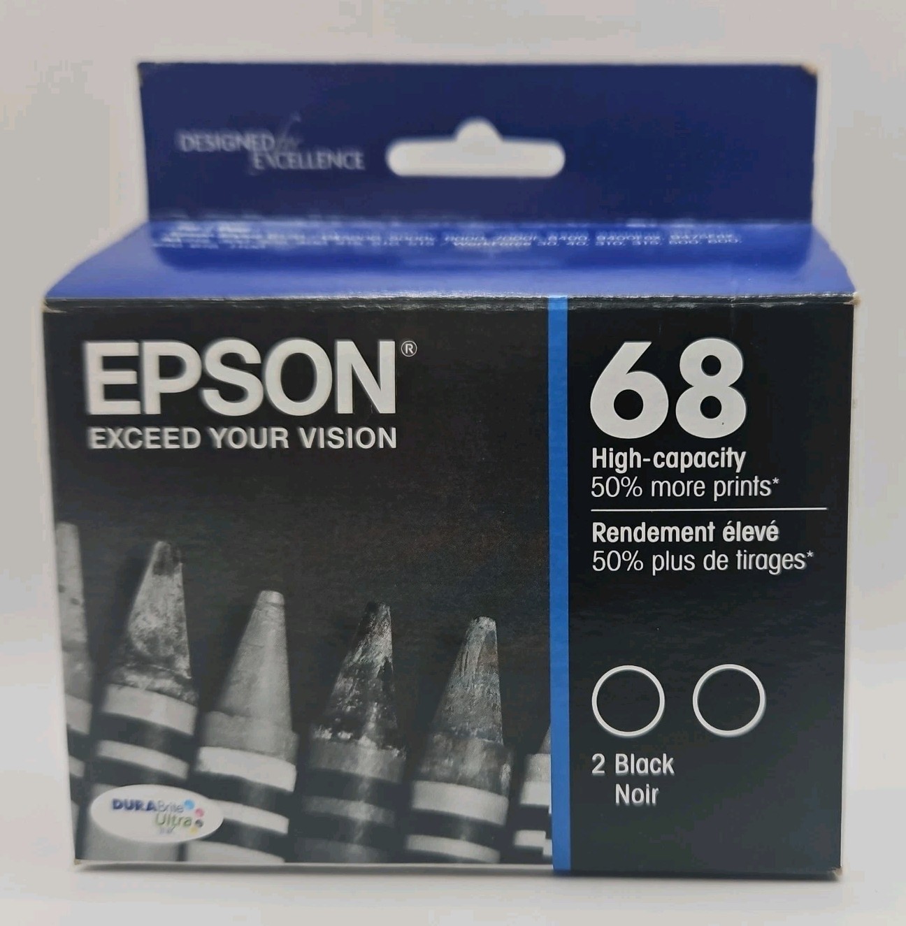 Original Genuine Epson 68 T06812D2 High Capacity Ink Cartridge 2-Pack Black 9/20