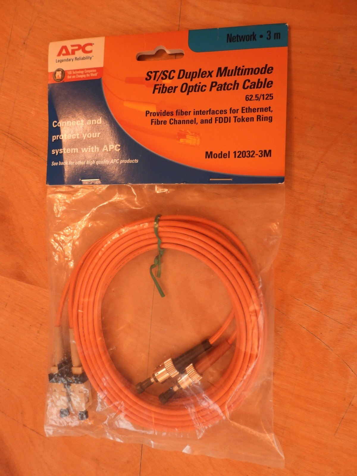 APC Orange  ST/SC Duplex Multimodal  Fiber Optic Cable  62.5/125 Model 12032-3M